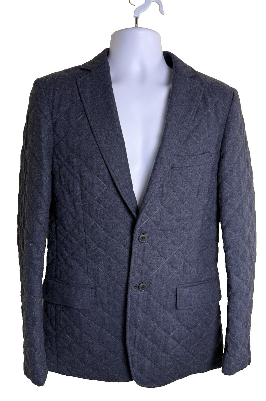 Oscar de la Renta diamond-quilted jacket blazer medium navy blue wool Preppy